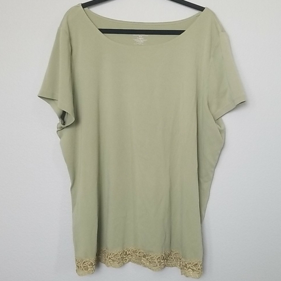 Venezia green plus short sleeve tee with lace trim 26/28 - Picture 1 of 6